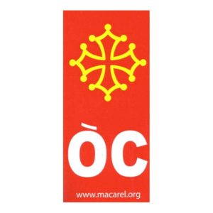 Autocollant Croix occitane + òc rouge - pour plaque d'immatriculation